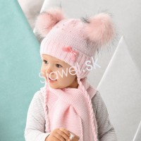 Detské čiapky zimné - dievčenské so šálikom - model - 2/739